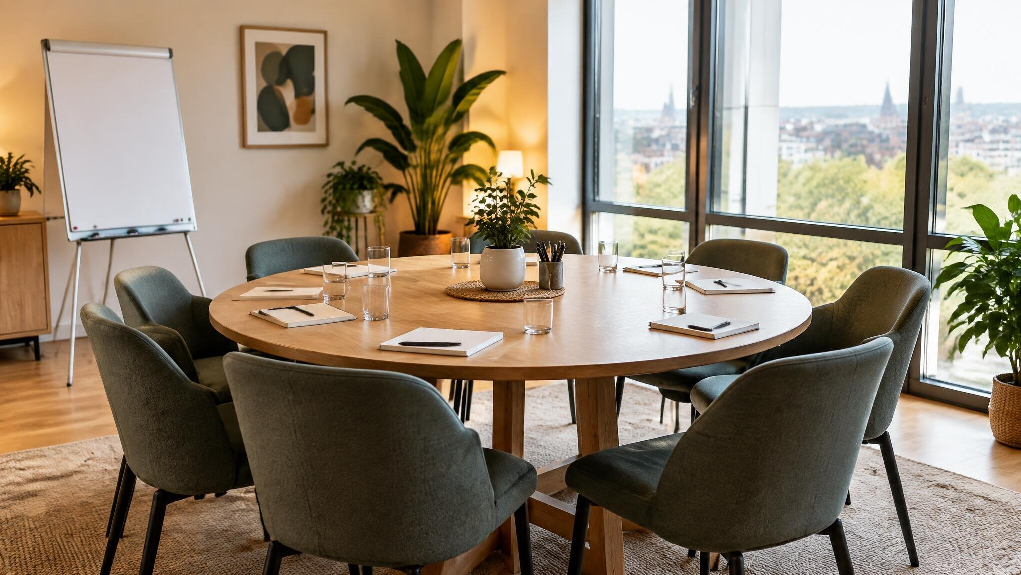 Modern meeting room set up for a communication workshop