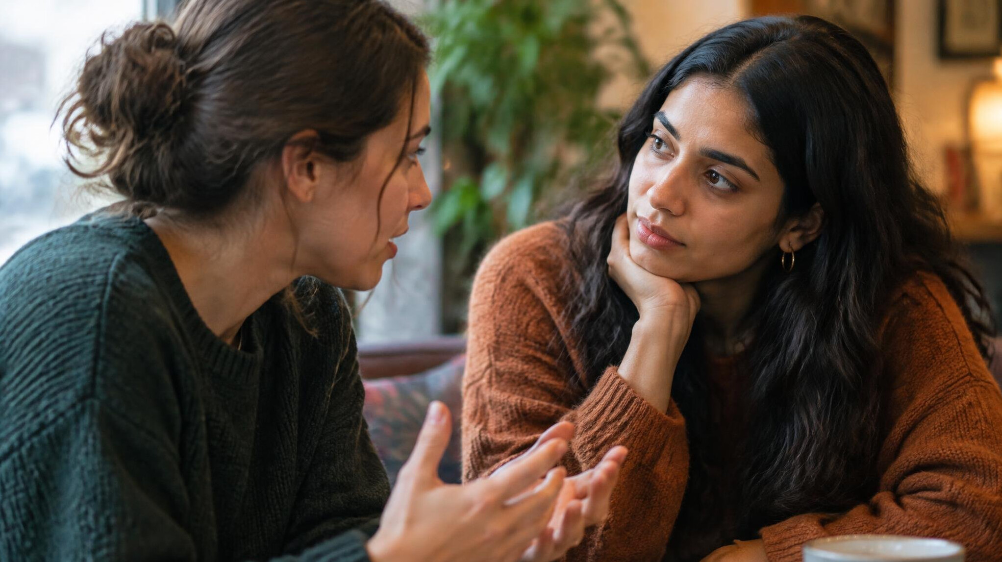two people in deep conversation