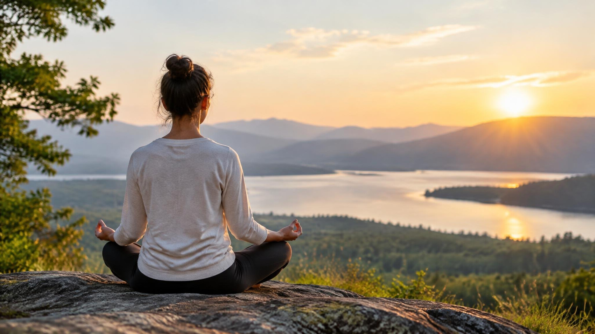 person meditating outdoors